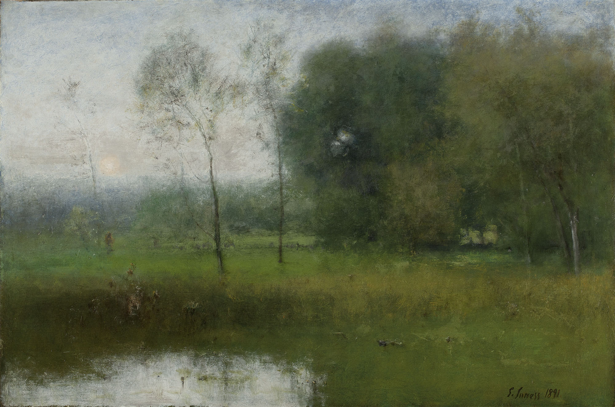 George Inness (American, 1825–1894), New Jersey Landscape, 1891. Sterling and Francine Clark Art Institute, Williamstown, Massachusetts. Gift of Frank and Katherine Martucci, 2013. (Public domain).