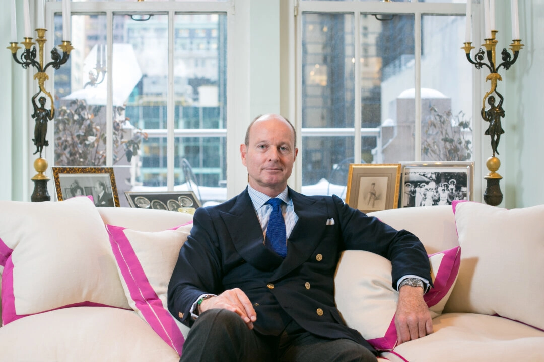 Prince Dimitri of Yugoslavia describes how he designs his jewelry using the Golden Ratio in his atelier in Midtown Manhattan on Jan. 30. Benjamin Chasteen/Epoch Times