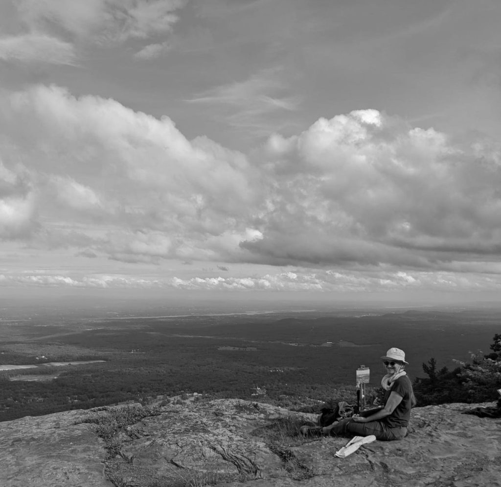 Milene Fernandez painting in the Catskills, NY on June 26, 2021
